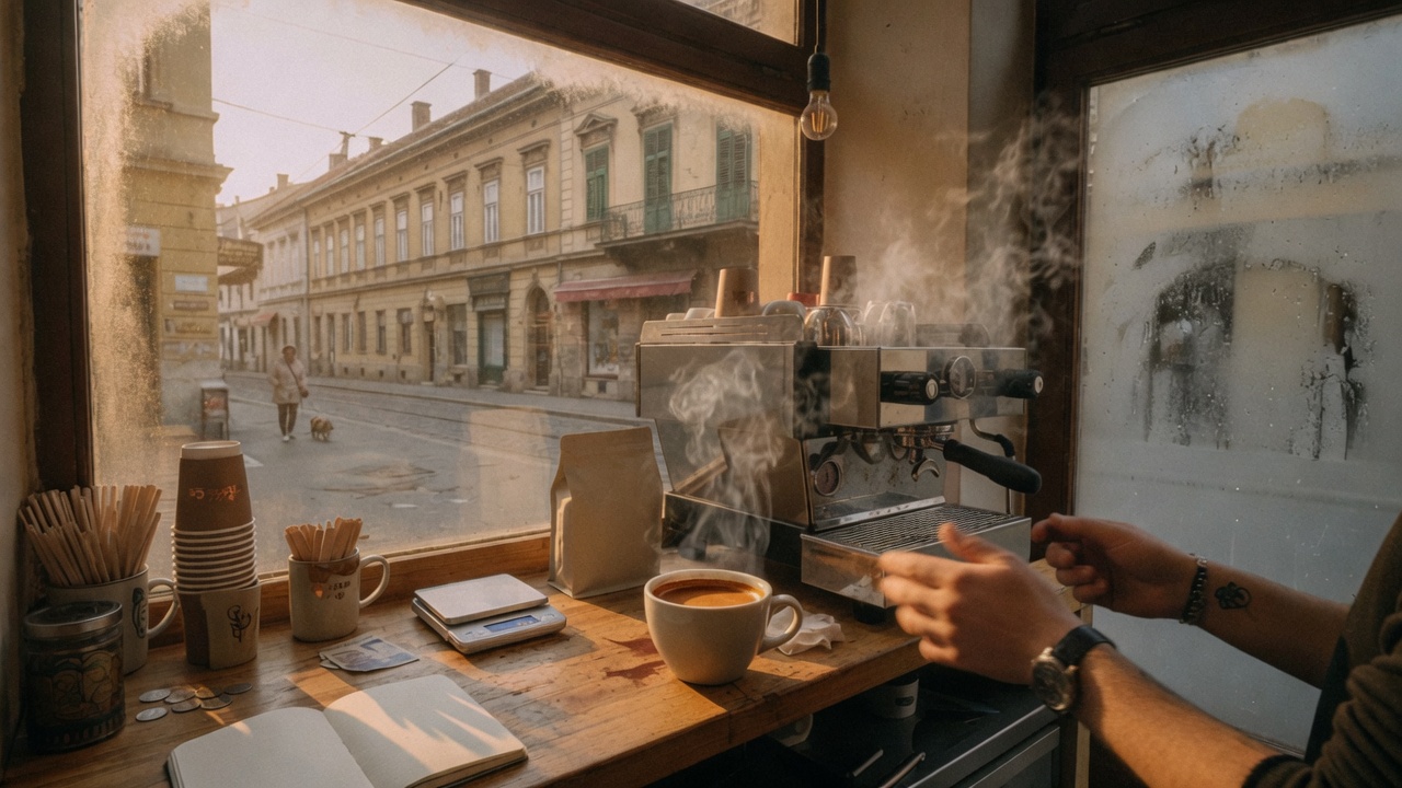 Espresso u maloj šalici na drvenom šanku